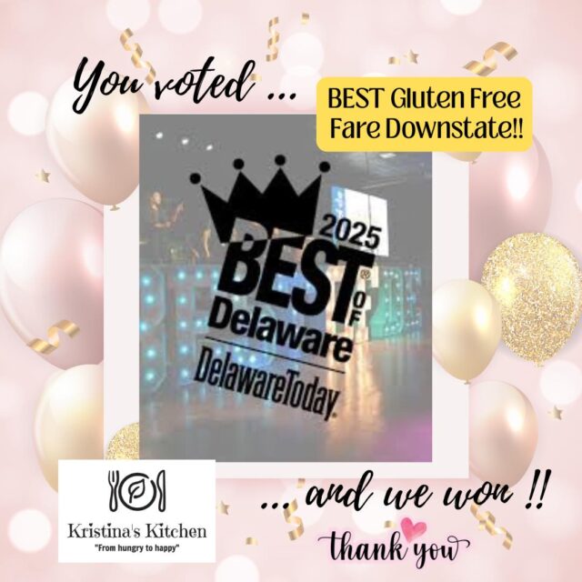 🎉Wooo-hooo!! 🎉
Thank you all so much for voting us Best Gluten Free Fare Down State through Delaware Today!! We appreciate you so much and we are so happy and honored to be here to help! 🫶🏻
#delawaretoday #glutenfree #breakfast #lunch #bakery 
delawaretodaymagazine Delaware Today 
.
.

www.KristinasKitchen19.com
TWO LOCATIONS:
32828 Reba Rd, Millville 
Monday-Saturday 7-3, Sunday 8-2
302-500-2249 
AND
35581 Atlantic Ave, Millville 
Tuesday-Saturday 8-3, Sunday 8-2
302-542-6758 #DelawareToday #DelawareToday